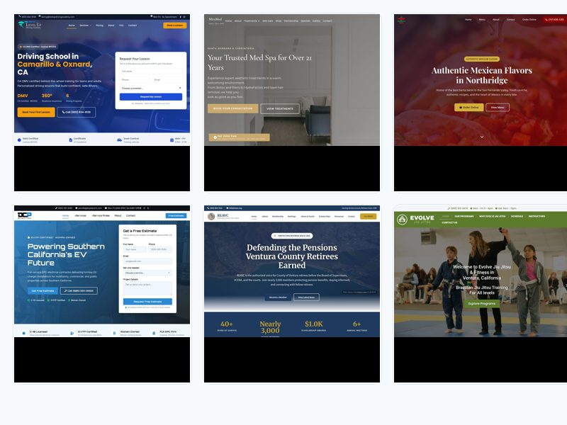 Six websites designed and built by Artizen Media