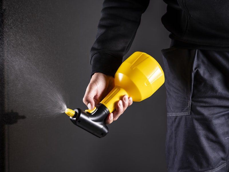 Pest control sprayer nozzle in use